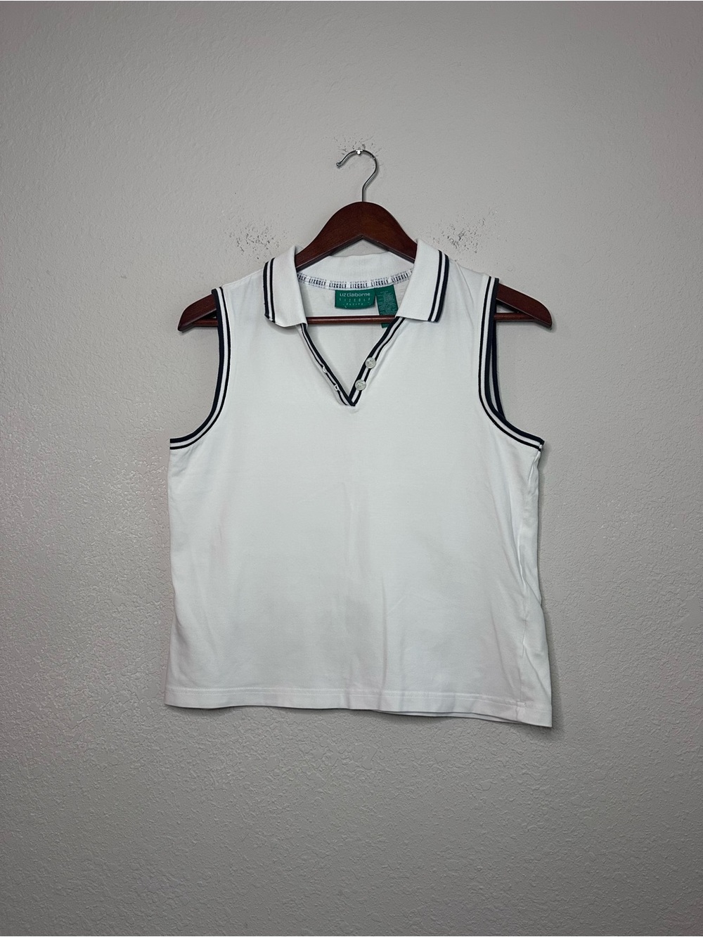 Vintage Liz Claiborne Golf White Sleeveless Polo Tank Size Petite Medium